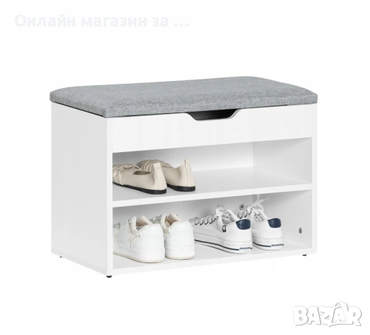 Шкаф за обувки ModernHome със седалка 60 x 43 x 30 см бял, снимка 7 - Шкафове - 53380227