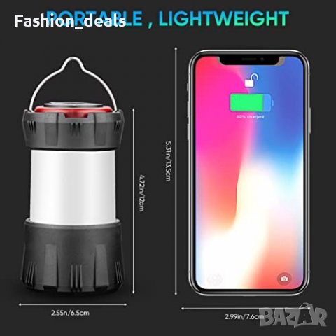 Нов Акумулаторен фенер за къмпинг туризъм риболов Светлина Факел, снимка 7 - Къмпинг осветление - 40118642