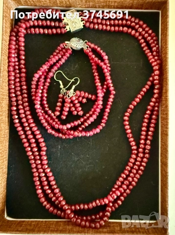  Огърлица и гривна от естествен рубин, снимка 6 - Колиета, медальони, синджири - 48549145