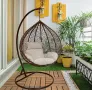 Висящ Ратанов Стол – ГОЛЯМА Градинска Люлка Водоустойчива в 4 Цвята, снимка 4