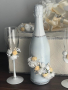 Сватбен комплект, сватбени чаши, кутия за дарове, букет, снимка 4