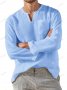 Мъжка ежедневна плажна риза с V-образно деколте и дълги ръкави, 6цвята - 024, снимка 5