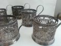 Руски посребрени стакани подстакани филигран, снимка 3