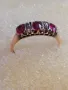 Стар златен 14к дамски пръстен с натурални рубини и диаманти, снимка 3