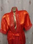 L Червен къс сатенен халат с дантела , снимка 2