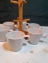 дървена стойка със шест порцеланови чаши за чай 28/5, снимка 5