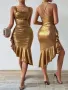 Златна коктейлна рокля, снимка 1