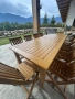 Дървен сет от градински мебели и 10 трапезни стола, снимка 4