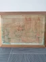 дървена рамка дърворезба 85х62см/голям стар машинно тъкан гоблен/замък-езеро-лодки, снимка 12
