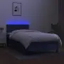 vidaXL Боксспринг легло с матрак и LED, синя, 90x200 см, плат, снимка 4
