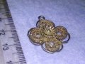 СТАРИННА ФИЛИГРАННА ПОСРЕБРЕНА МЕДНА ВИСУЛКА МЕДАЛЬОН ЧЕТИРИЛИСТНА ДЕТЕЛИНА РЪЧНА ИЗРАБОТКА 40092, снимка 5