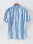 Ликвидация! Мъжка памучна ленена ежедневна риза с къс ръкав в плътен цвят - Доставка 24 часа , снимка 2