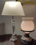 ПРОМО! Немски Настолни нощни кристална лампа с абажур от текстил и керамична със стъкло, снимка 2