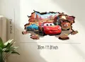 3D дупка в стена малък MCQueen колите маккуин макуин cars стикер постер за стена лепенка декорация, снимка 2