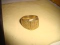 СТАР ПОЗЛАТЕН БРОНЗОВ ПРЪСТЕН ОРНАМЕНТИРАН РЪЧНО МАЙСТОРСКА АРТ ДЕКО ИЗРАБОТКА МАСИВЕН 6814, снимка 3