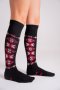 3/4 Модел чорапи с шевица в черен цвят и надпис "Хайде на хорото право дунавско еленино", снимка 1 - Дамски чорапи - 42887930