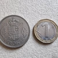  Монета. Дания.  5 крони .1977 година., снимка 5 - Нумизматика и бонистика - 39660322