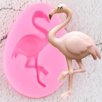 Фламинго на 1 крак силиконов молд форма декор украса торта фондан, снимка 1 - Форми - 30132288