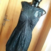 Черна къса рокля с дантела М, снимка 1 - Рокли - 21575399