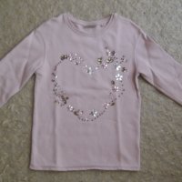 КРАСИВА плътна блуза в цвят пепел от рози с камъни и перли за възраст 7 години , снимка 1 - Детски Блузи и туники - 40044783