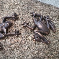 Лот масивни чугунени жаби, 660гр, снимка 5 - Градински мебели, декорация  - 31659252