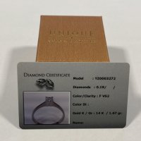 Златен пръстен с диамант 14к/1.67 гр. диамант 0.19 ct. (със сертификат !!! ), снимка 1 - Пръстени - 39032543