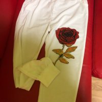 Елегантен комплект с блестяща роза: еластична блуза и панталон, снимка 2 - Комплекти - 42732901