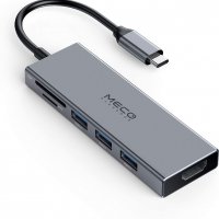 ПРОМО! 6 в 1 USB C Hub - хъб 3 х USB 3.0 + 4K HDMI + четец на карти, снимка 1 - Друга електроника - 31101398