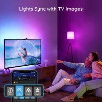 Govee H6199 задна светлина подсветка LED TV 55-65" Smart RGBIC, снимка 10 - Стойки, 3D очила, аксесоари - 42381155