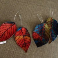 Текстилни обеци "Есенни листа", снимка 6 - Обеци - 30775367