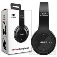 Безжични Bluetooth слушалки P47 Wireless, FM радио, Вграден микрофон, снимка 1 - Друга електроника - 42909270