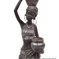  Настолен керамичен бюст на африканска жена, 8,5x9x17,5 см , снимка 2 - Декорация за дома - 42057613