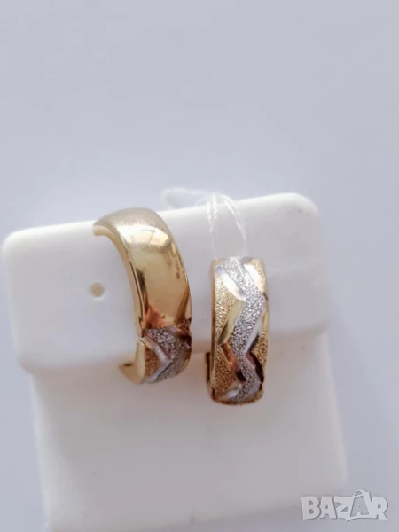 златни обици с две лица 49186-1, снимка 1