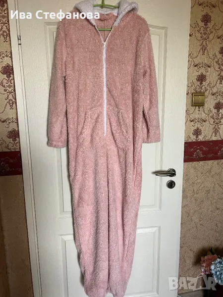 Домашен нов розов много мек ,уютен   ,удобен гащеризон pink bear пухен пухенка или за спане сън, снимка 1