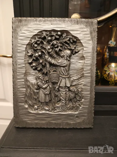 Стара оловна масивна картина пано , снимка 1