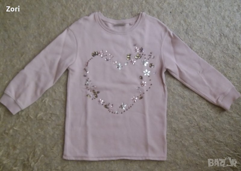 КРАСИВА плътна блуза в цвят пепел от рози с камъни и перли за възраст 7 години , снимка 1