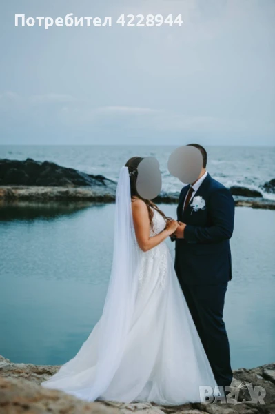 Сватбена Булчинска Рокля размер M/L, по поръчка, с презрамки, снимка 1