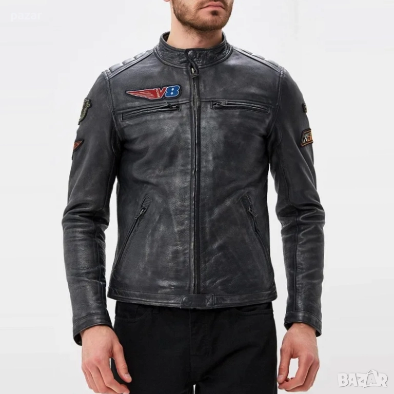 SUPERDRY 111740 Мъжко Кожено Яке с Подплата Кожа Състарен Ефект M-L, снимка 1