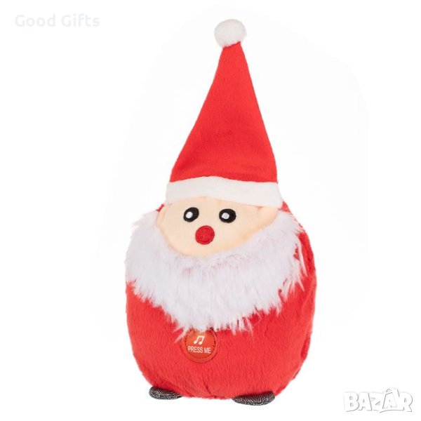 Коледен плюшен Дядо Коледа със звук, 12см, снимка 1