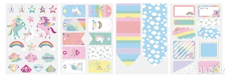 Книжка с изрязани стикери и картонени елементи Unicorn, снимка 1