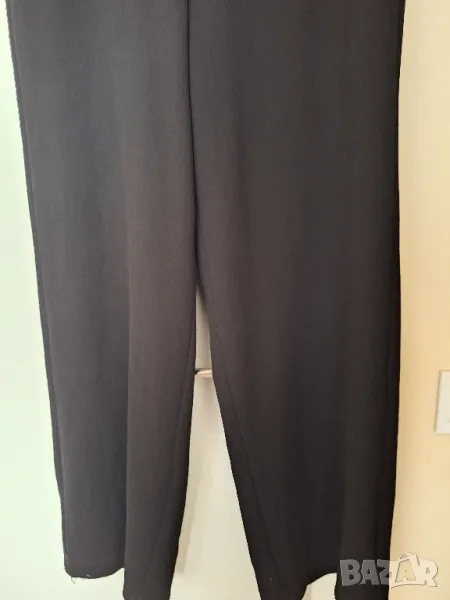 Дамски еластичен,черен панталон с прави крачоли и ластик на талията, снимка 1