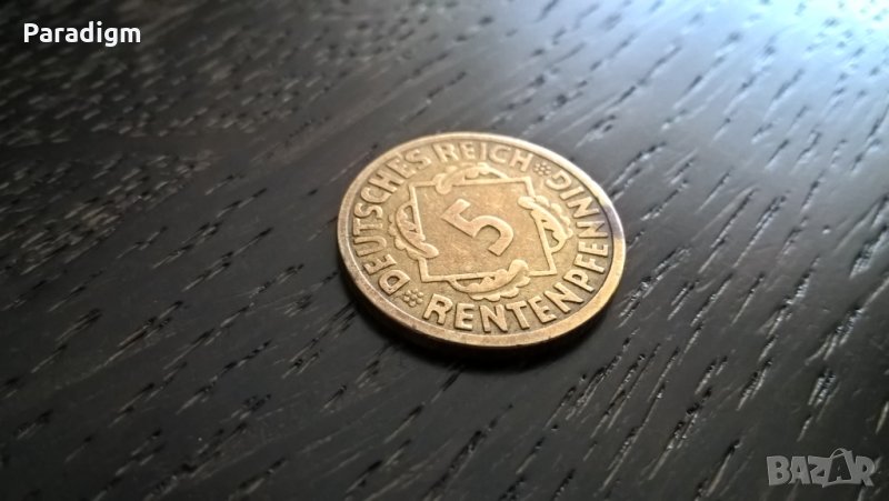 Райх монета - Германия - 5 пфенига | 1924г.; серия А, снимка 1