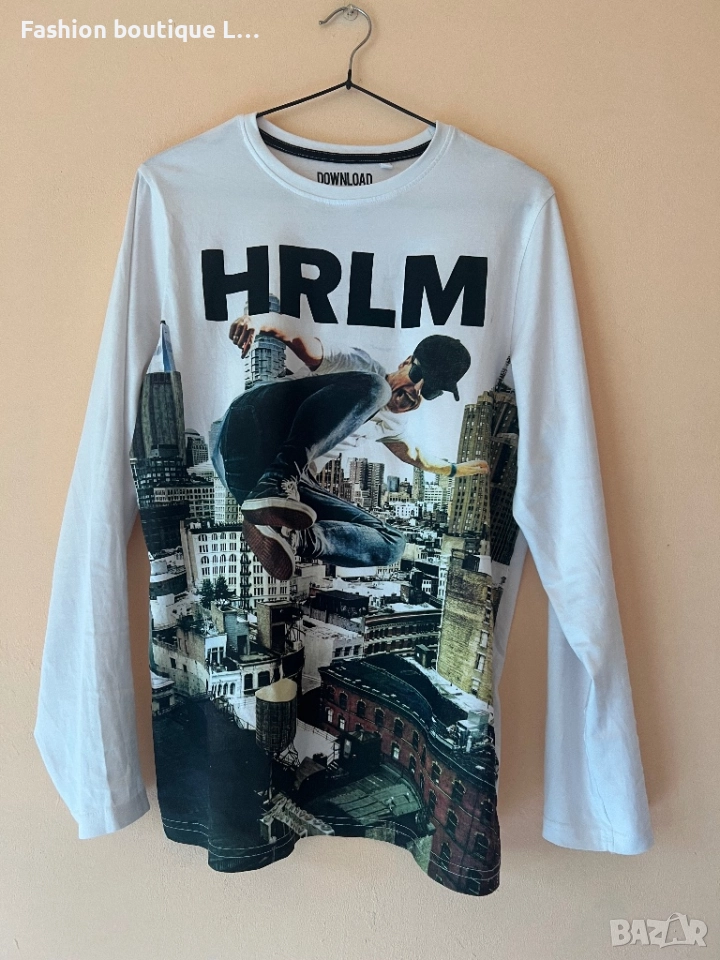 Бяла блуза с щампа 100% памук М размер 🤍, снимка 1