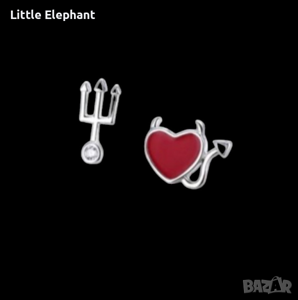 Обеци дяволско сърце,red и жезъл,колекция"Devils"/нови, снимка 1