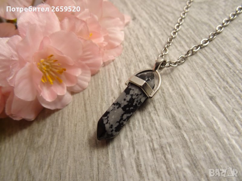 Дамско колие от естествен камък и стомана, снимка 1