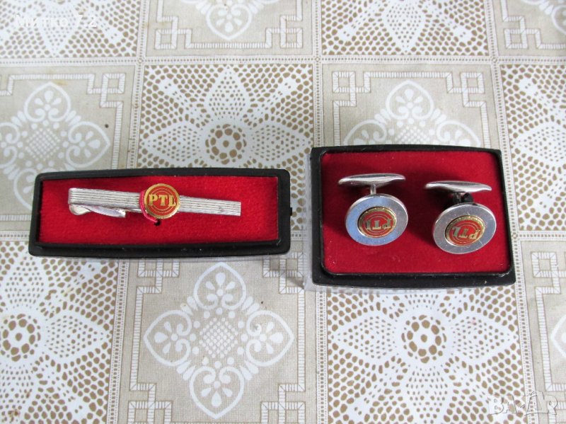  сребърен комплект от  ръкавели и щипка за вратовръзка, снимка 1