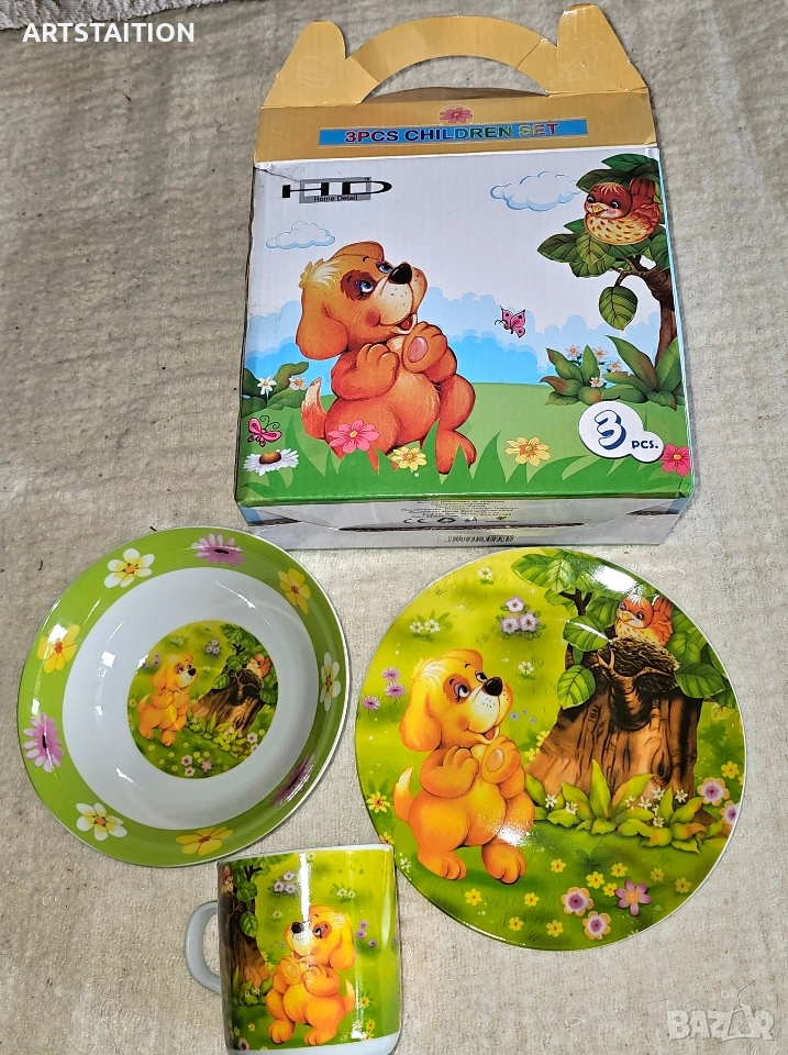 Детски порцеланови сервизи, чаши и меки играчки , снимка 1