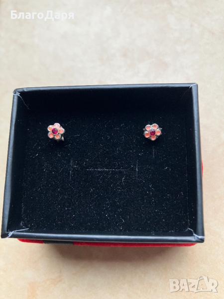 Сребърни обеци с емайл, снимка 1