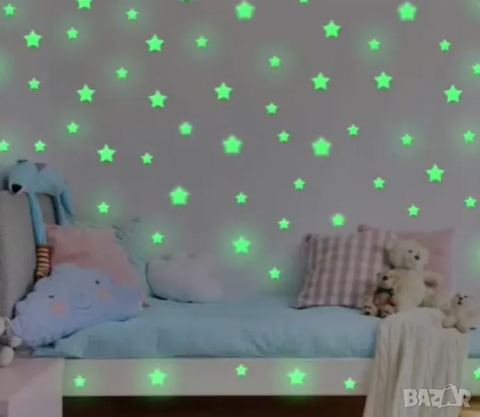 Светещи фигурки за стена – звезди и луни в цветен микс, снимка 1