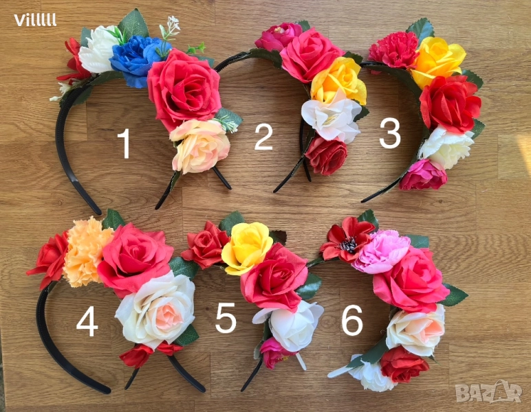 Диадема за коса с цветя за народна носия , снимка 1